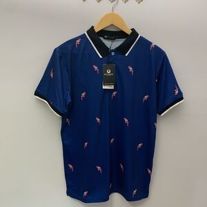 NWT Blue Parrot Print Polo Shirt